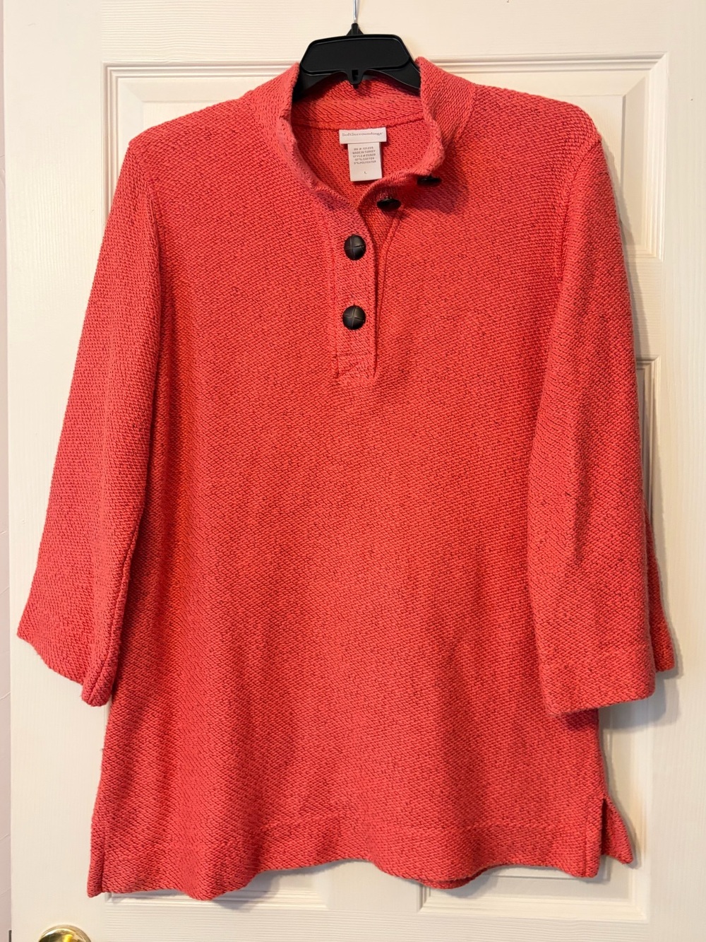 Soft Surroundings textured button-placket pullover sweater